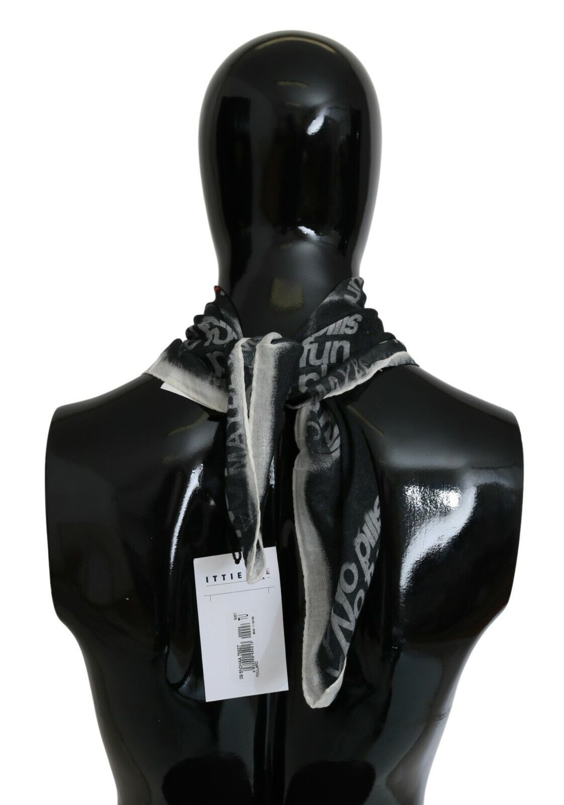 Costume National Dark Grey Wool Foulard Scarf with Branding