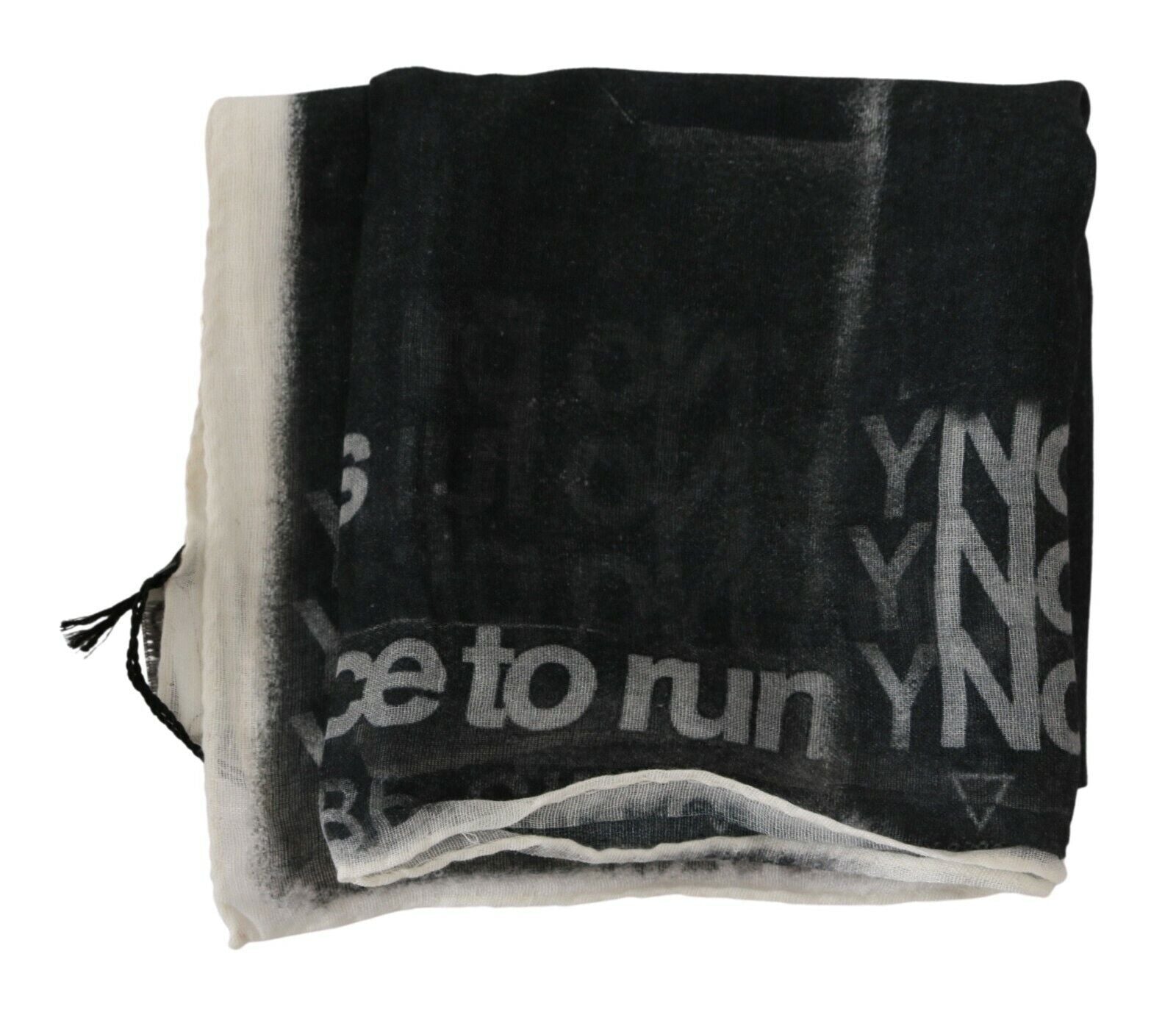 Costume National Dark Grey Wool Foulard Scarf with Branding