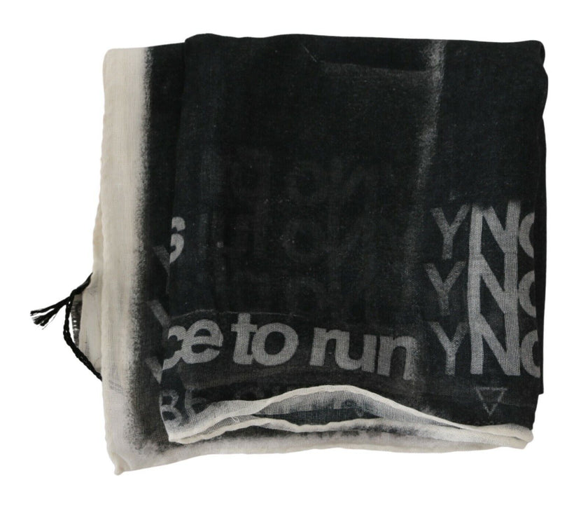 Costume National Dark Grey Wool Foulard Scarf with Branding