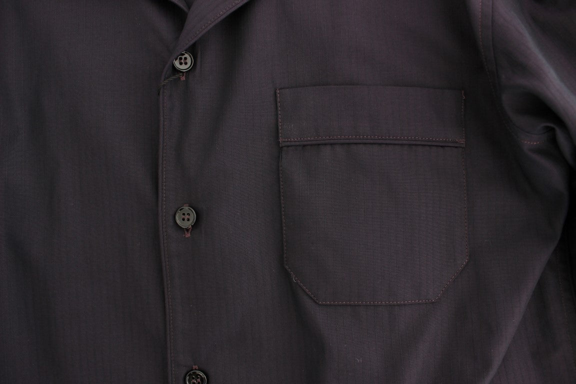 Dolce & Gabbana Lila gestreiftes Pyjama-Lounge-Shirt aus Baumwolle