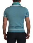 Dolce & Gabbana Blue Silk Polo Top Men's V-Neck T-Shirt