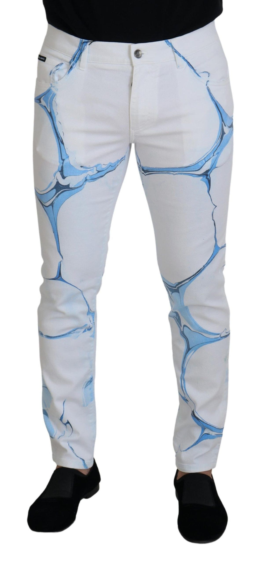 Dolce & Gabbana White Blue Denim Cotton Jeans Stretch Skinny Fit Pants