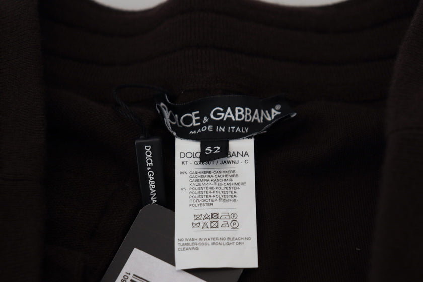 Dolce & Gabbana Braune Kaschmirhosen mit Kordelzug am Hosenboden