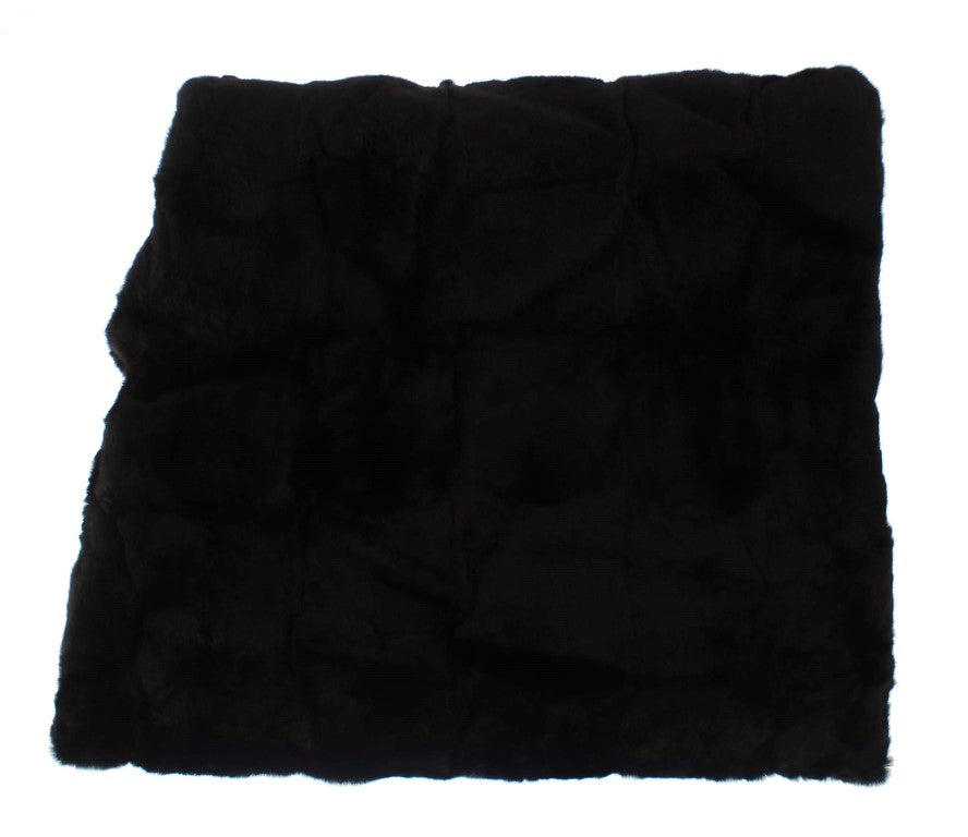 Dolce & Gabbana Black Weasel Fur Crochet Hooded Scarf Hat
