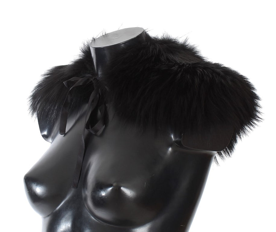 Dolce & Gabbana Schwarzer Fuchspelz-Kragenschal