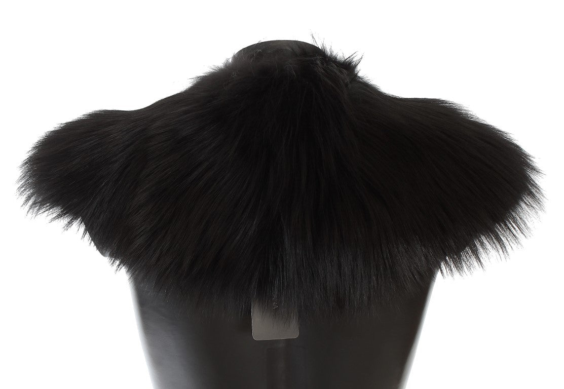 Dolce & Gabbana Schwarzer Fuchspelz-Kragenschal