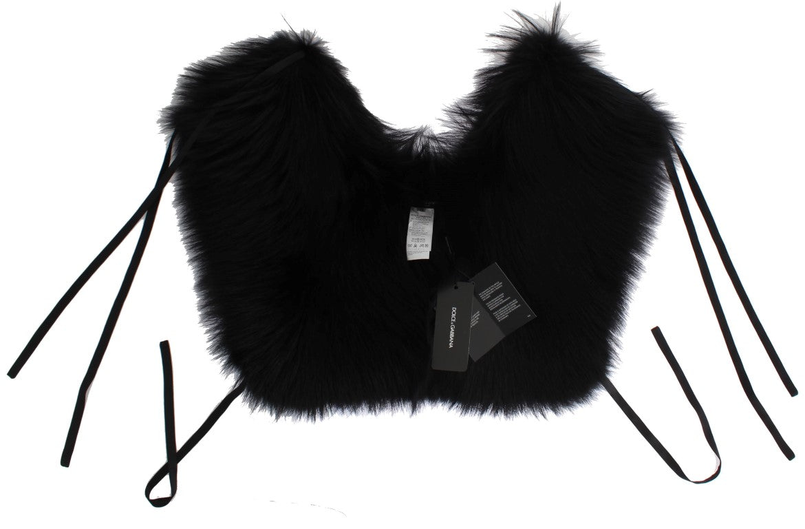 Dolce & Gabbana Schwarzer Fuchs Pelz Schulter Wrap Cover Kragen Schal