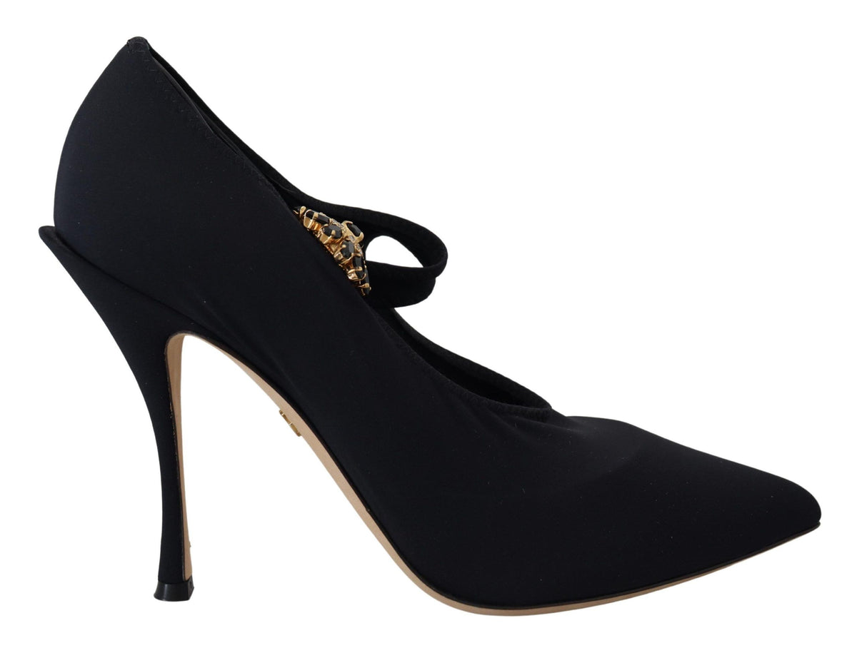 Dolce & Gabbana Schwarze Socken Stretch Crystal Pumps Schuhe