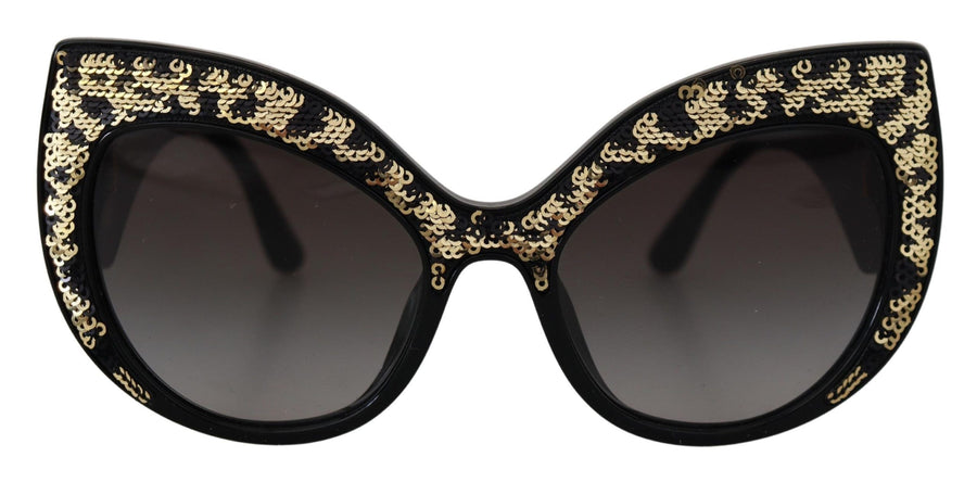 Dolce & Gabbana Black Gold Sequin Butterfly Polarized Sunglasses DG4326
