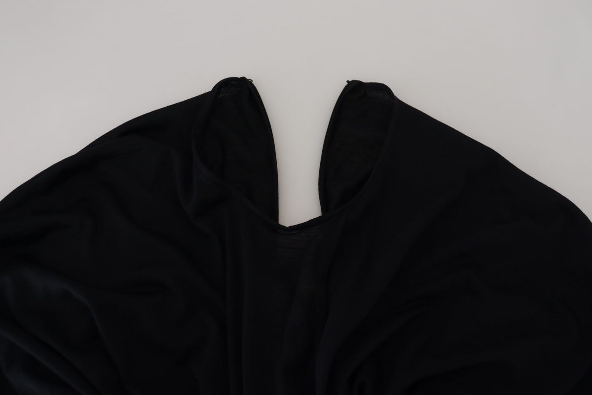 Dolce & Gabbana Schwarzes Etuikleid Midikleid Wolle Wrap Dress