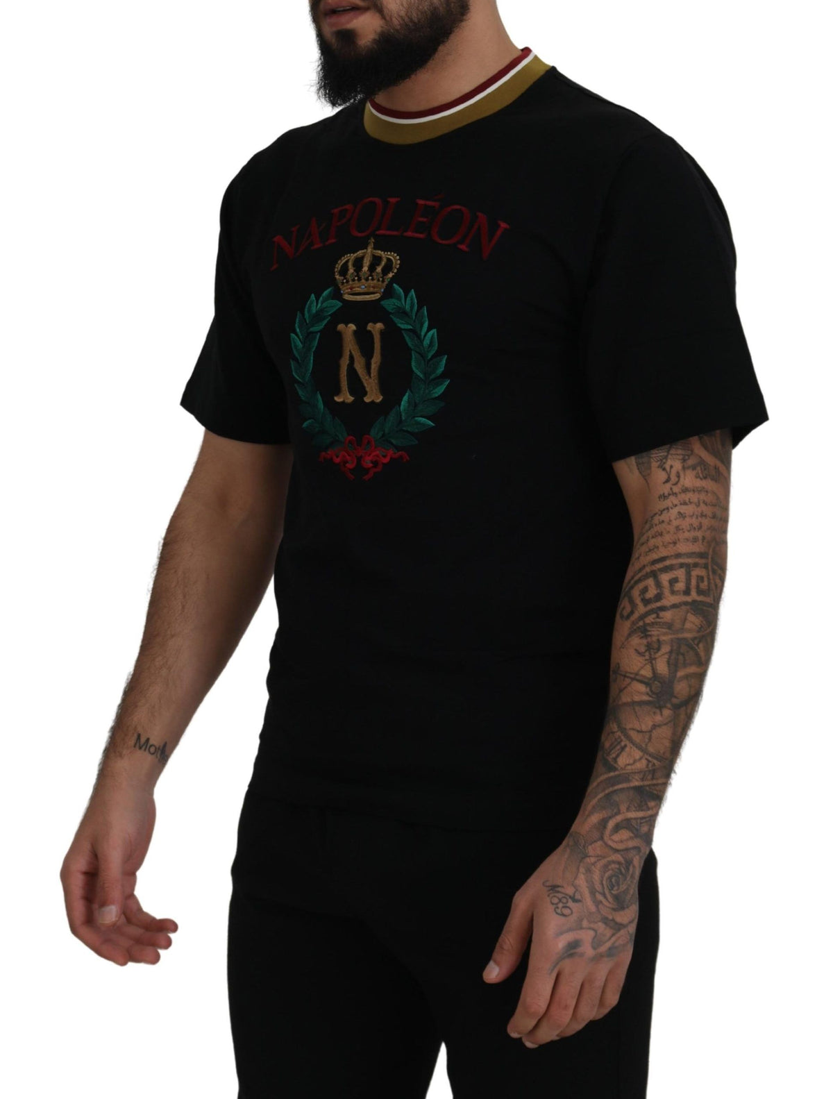 Dolce & Gabbana Black Embroidered Crewneck Cotton T-shirt