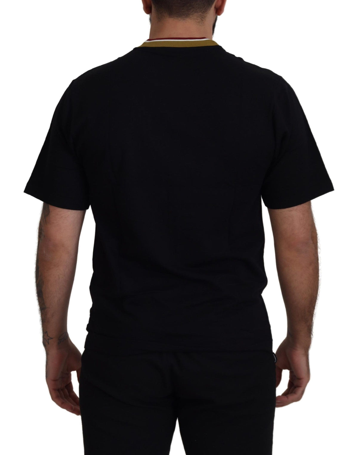 Dolce & Gabbana Black Embroidered Crewneck Cotton T-shirt
