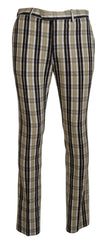 BENCIVENGA Multicolor Karierte Baumwolle Straight Fit Herren Hosen