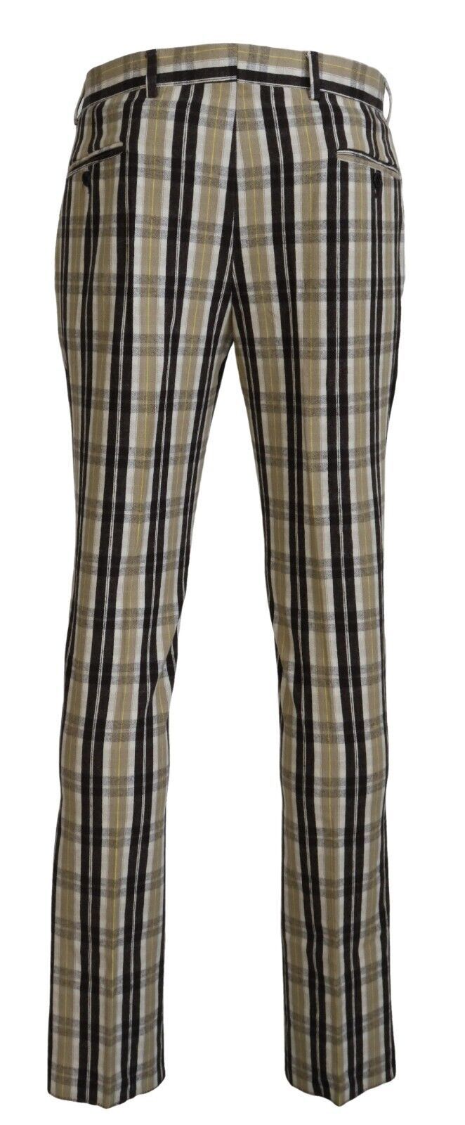 BENCIVENGA Multicolor Karierte Baumwolle Straight Fit Herren Hosen