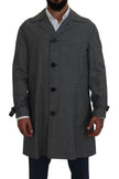 Dolce & Gabbana Grauer Wollmantel kariert langer Trenchcoat Jacke