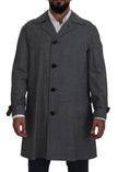 Dolce & Gabbana Grauer Wollmantel kariert langer Trenchcoat Jacke