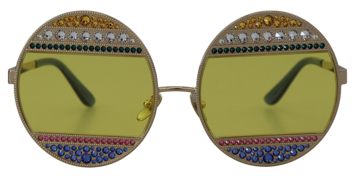 Dolce & Gabbana Gold Oval Metall Kristalle Shades DG2209B Sonnenbrille