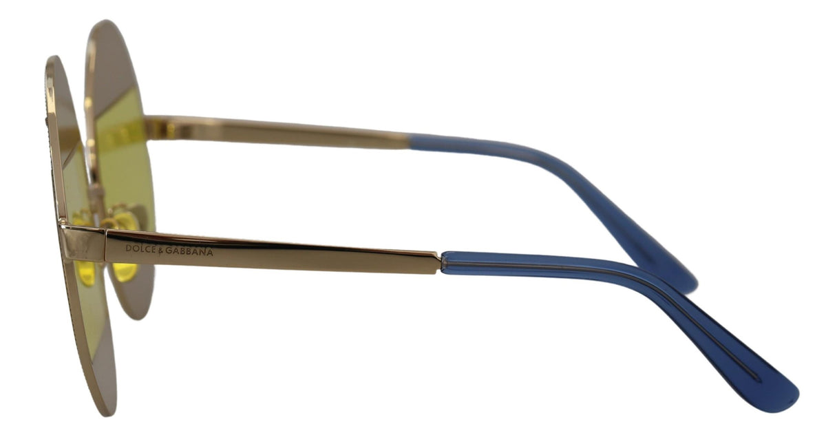 Dolce & Gabbana Gold Oval Metall Kristalle Shades DG2209B Sonnenbrille