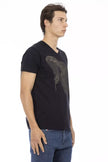 Trussardi Action Black V-Neck Cotton T-Shirt for Men