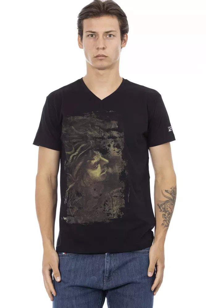Trussardi Action Herren-T-Shirt aus schwarzer Baumwolle
