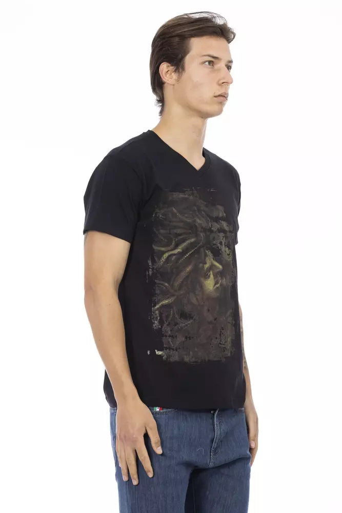 Trussardi Action Herren-T-Shirt aus schwarzer Baumwolle