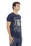 Trussardi Action Herren-V-Neck-T-Shirt aus blauer Baumwolle