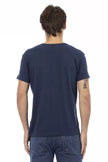 Trussardi Action Herren-V-Neck-T-Shirt aus blauer Baumwolle