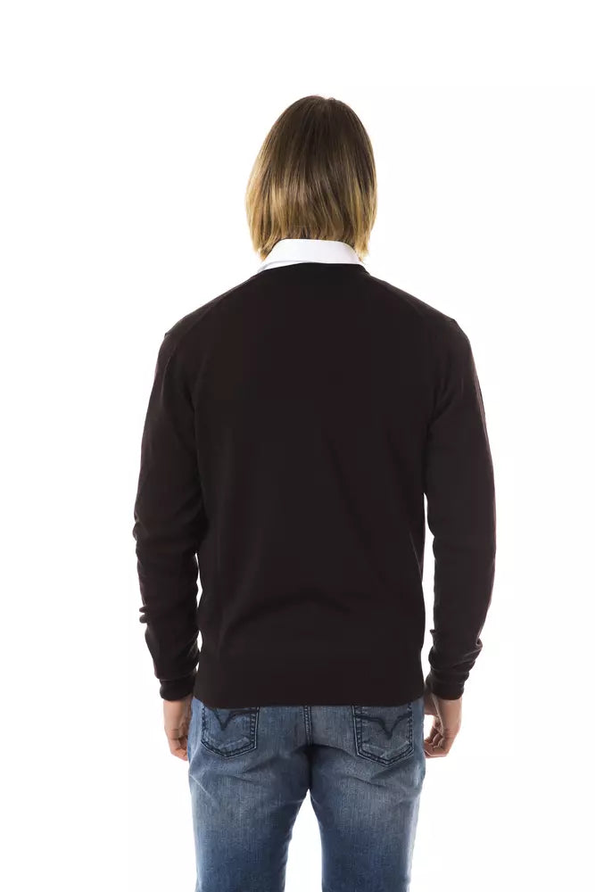 Uominitaliani Brauner Herren-Pullover aus Merinowolle