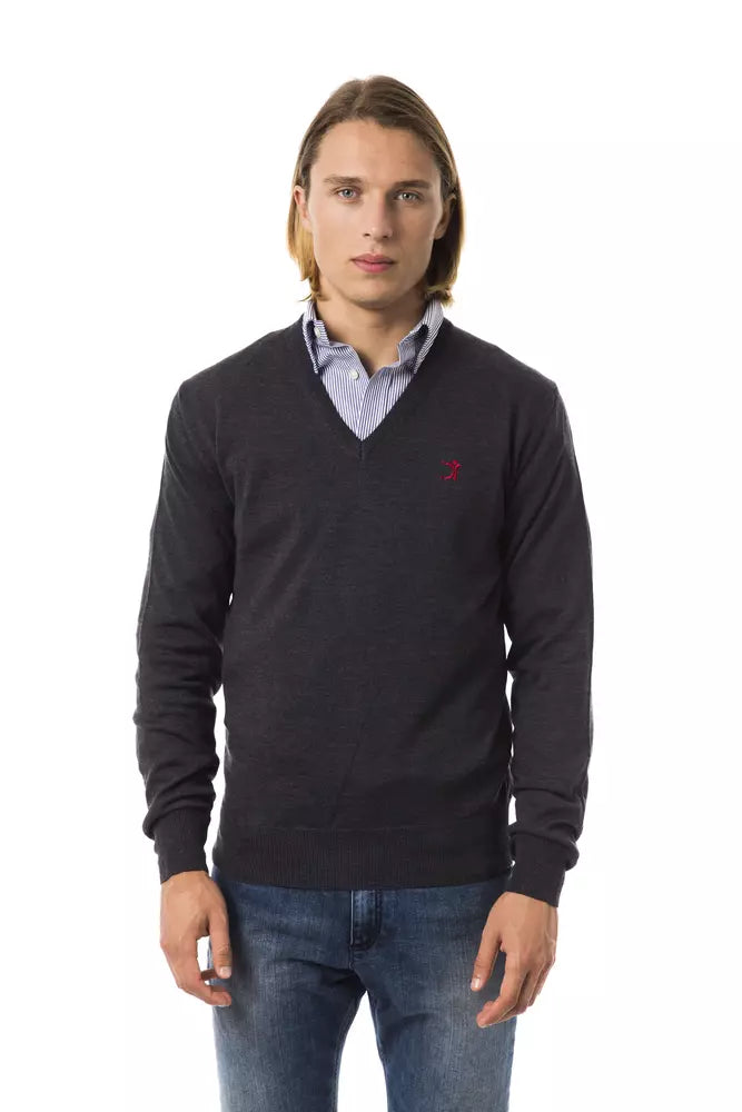 Uominitaliani Grauer Herren-Pullover aus Merinowolle