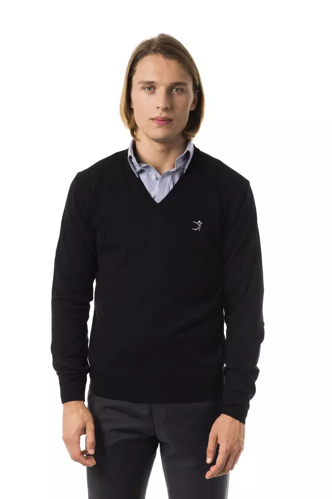 Uominitaliani Schwarzer Herrenpullover aus Merinowolle
