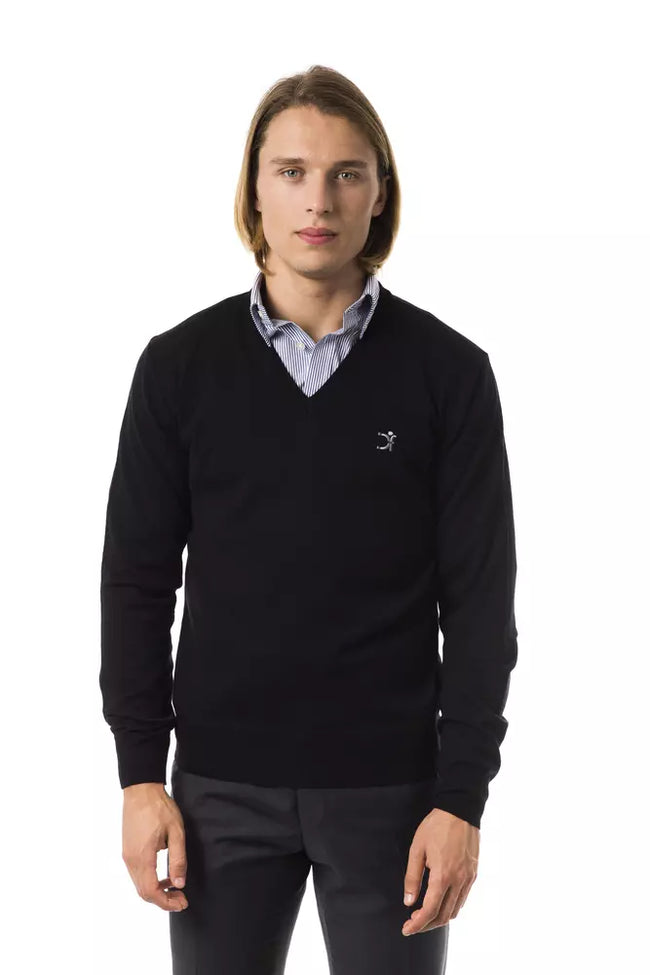 Uominitaliani Schwarzer Herrenpullover aus Merinowolle