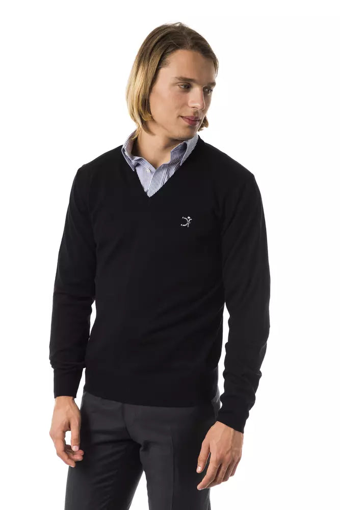 Uominitaliani Schwarzer Herrenpullover aus Merinowolle