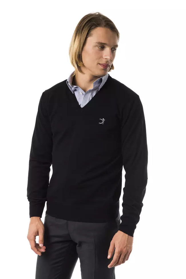 Uominitaliani Schwarzer Herrenpullover aus Merinowolle