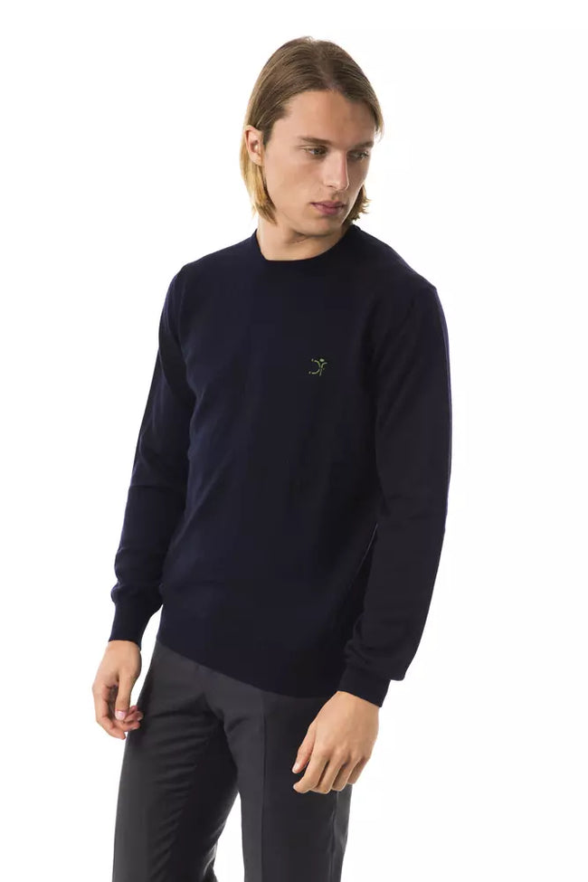 Uominitaliani Blauer Herrenpullover aus Merinowolle