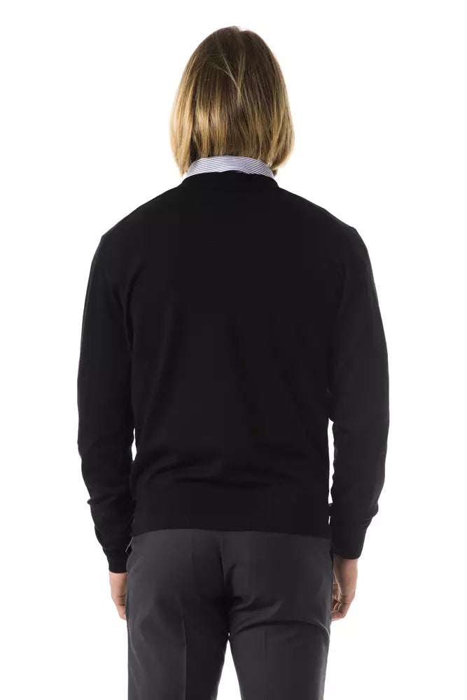 Uominitaliani Schwarzer Herrenpullover aus Merinowolle