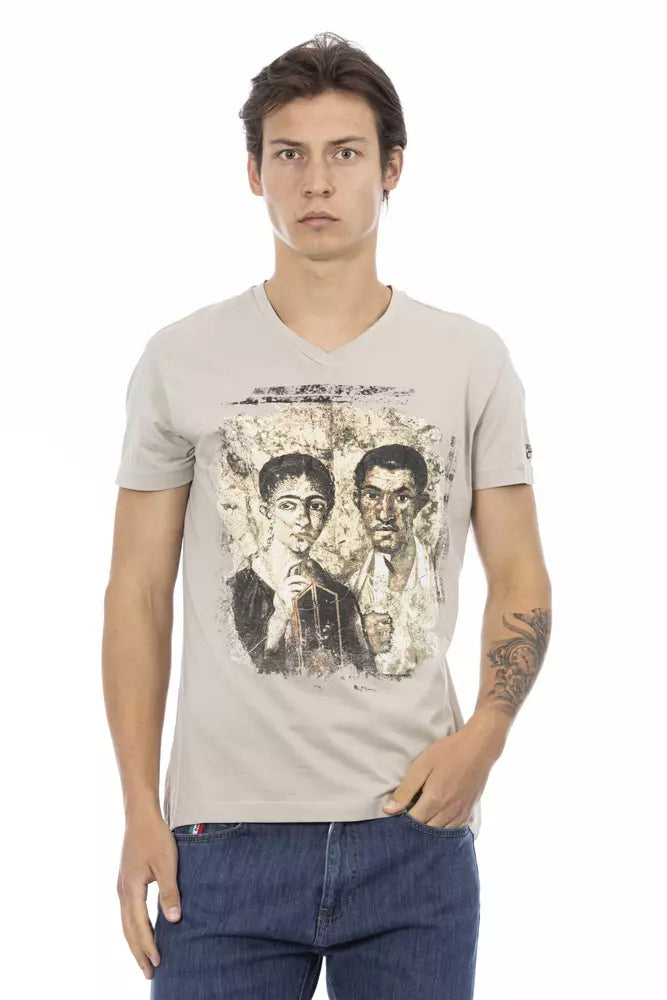 Trussardi Action Herren T-Shirt aus beigefarbener Baumwolle