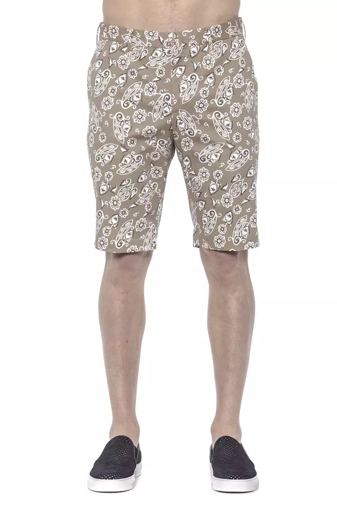 Beigefarbene Baumwoll-Bermuda-Shorts für Herren von PT Torino mit Hakenverschluss und Taschen