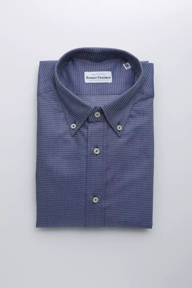 Robert Friedman Herrenhemd aus blauer Baumwolle
