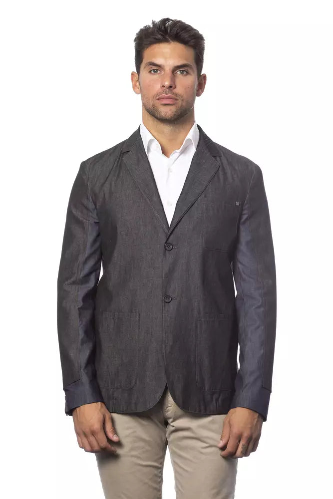 Verri Grauer Einreiher-Baumwoll-Blazer für Herren