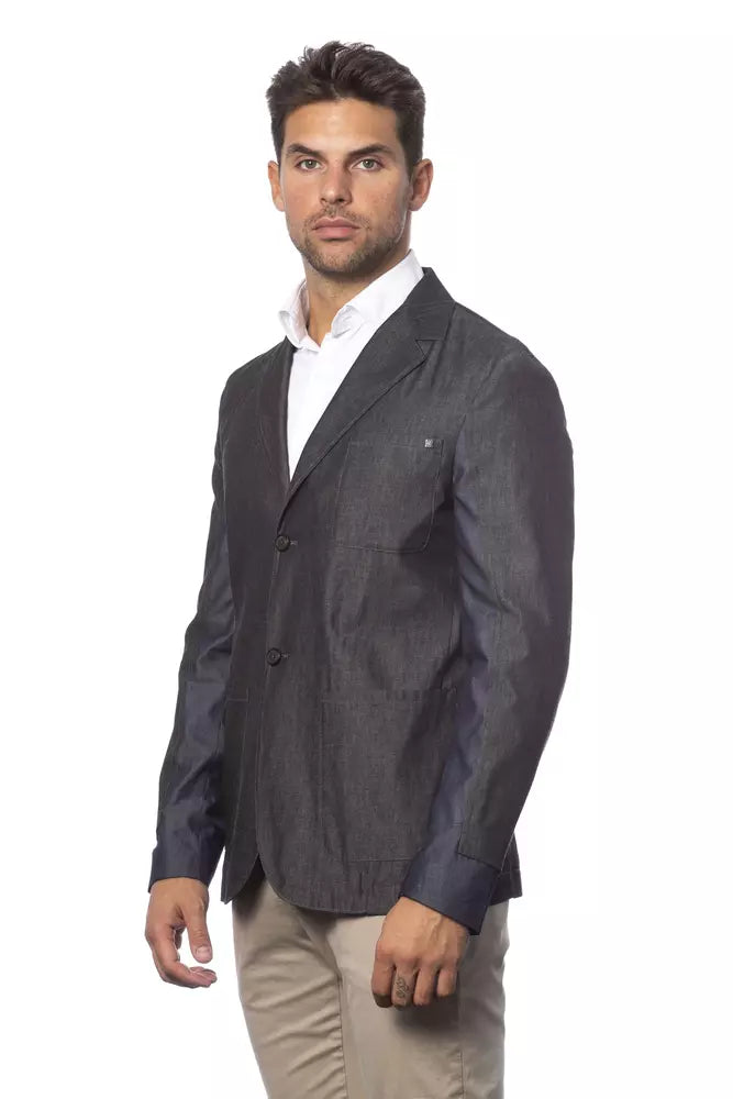 Verri Grauer Einreiher-Baumwoll-Blazer für Herren
