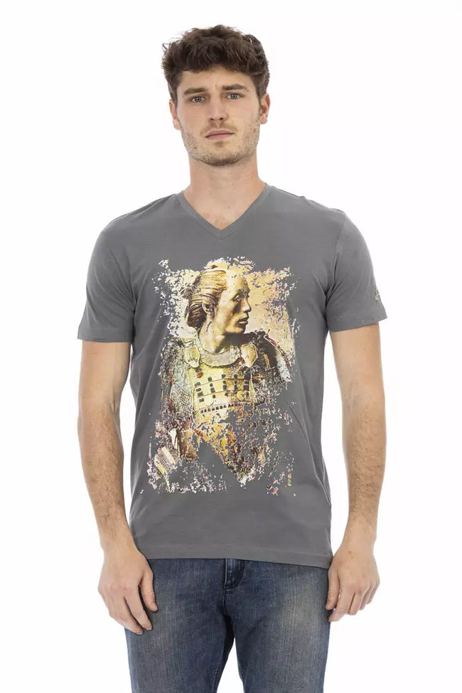 Trussardi Action Graues Herren T-Shirt aus Baumwolle