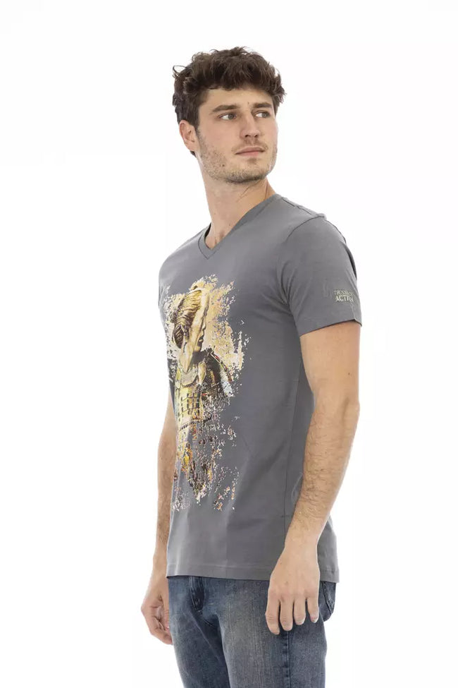 Trussardi Action Graues Herren T-Shirt aus Baumwolle