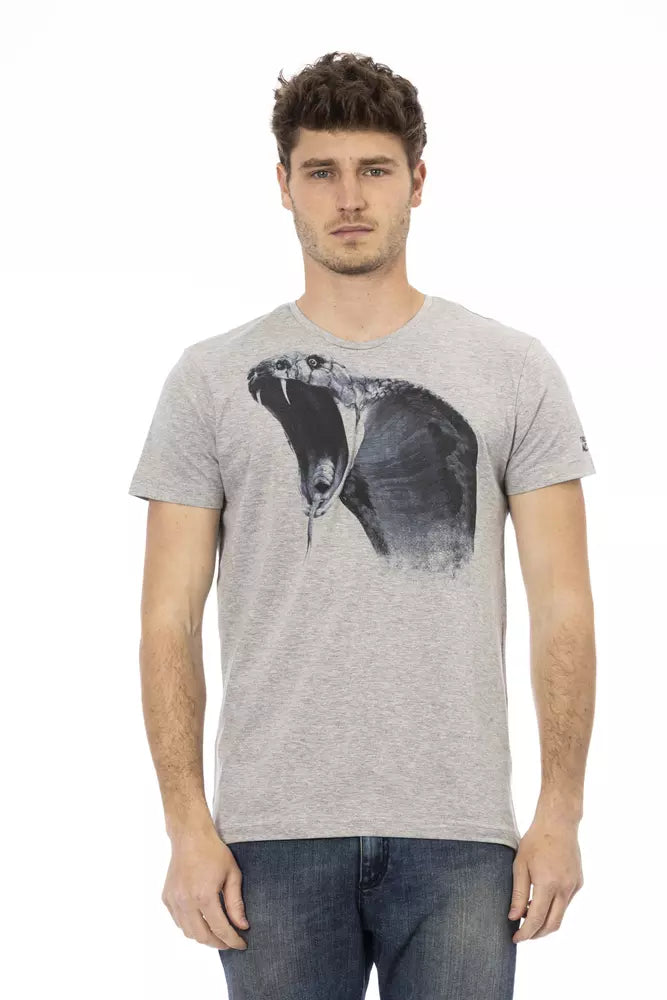 Trussardi Action Graues Baumwoll-T-Shirt für Herren