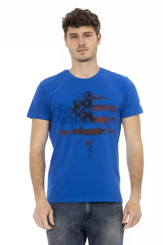 Trussardi Action Blaues Baumwoll-T-Shirt für Herren