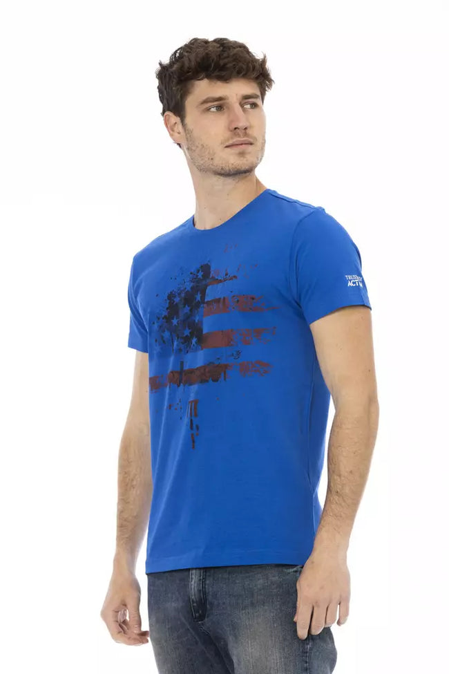 Trussardi Action Blaues Baumwoll-T-Shirt für Herren