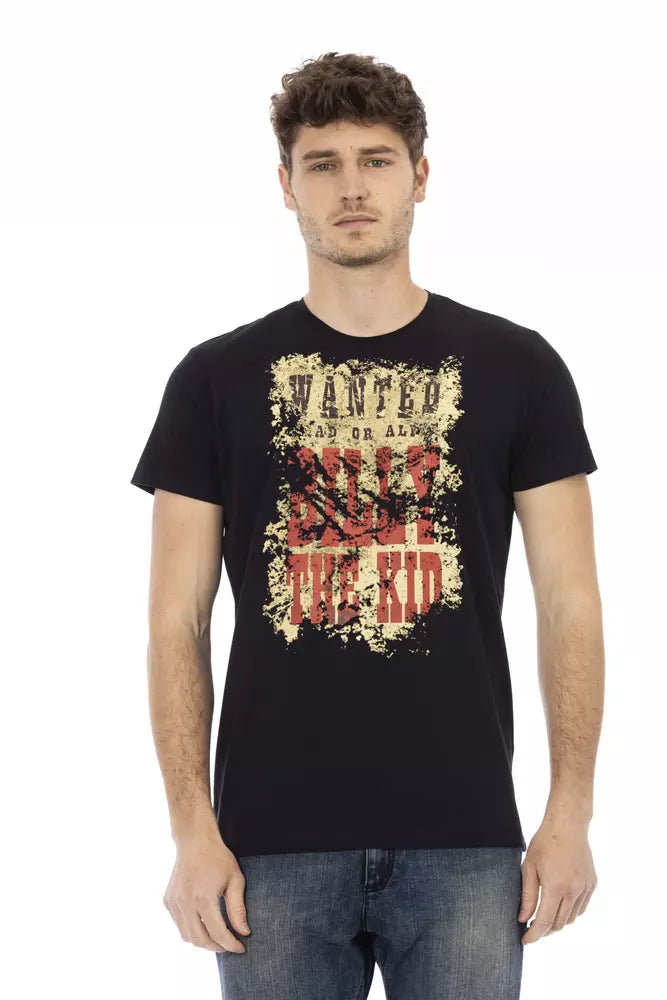 Trussardi Action Schwarzes Baumwoll-T-Shirt für Herren