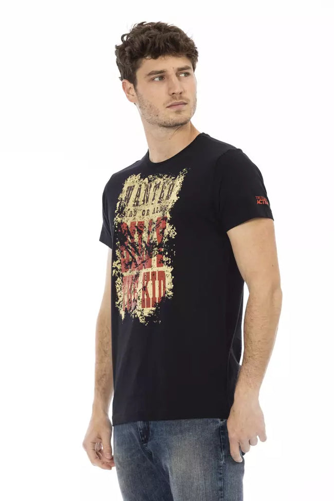 Trussardi Action Schwarzes Baumwoll-T-Shirt für Herren