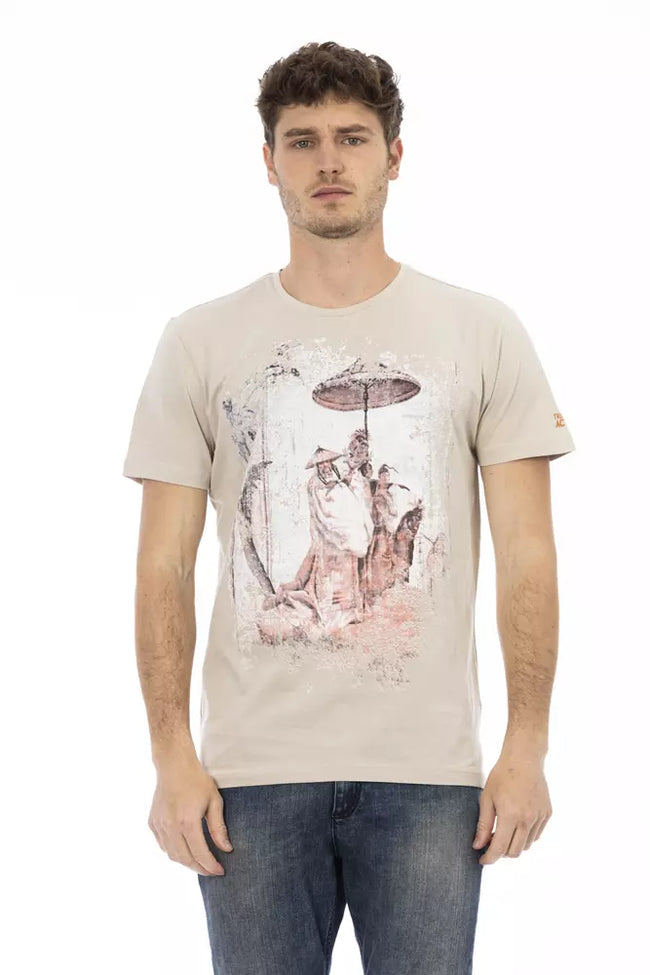 Trussardi Action Herren-T-Shirt aus beigefarbener Baumwolle