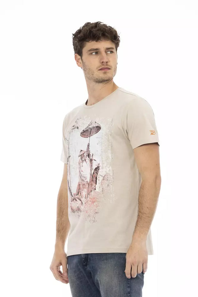 Trussardi Action Herren-T-Shirt aus beigefarbener Baumwolle