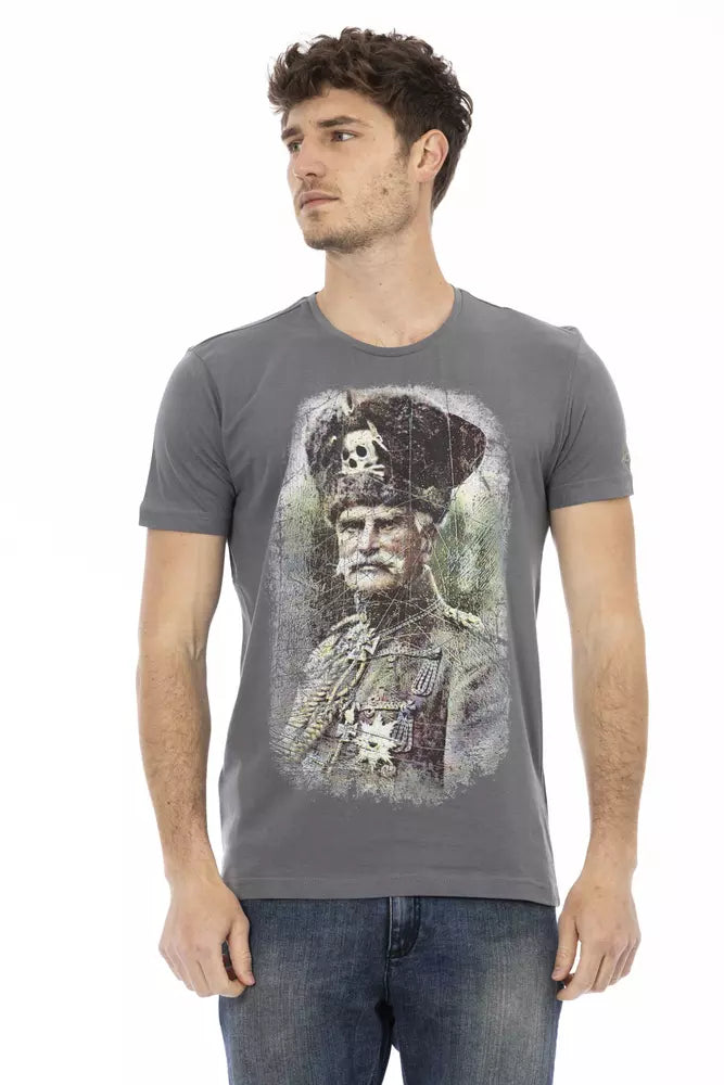 Trussardi Action Graues Baumwoll-T-Shirt für Herren